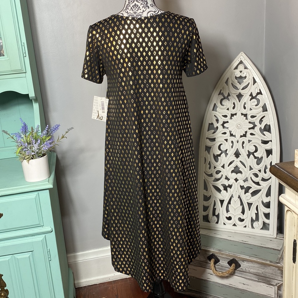 Lularoe Carly Dress Elegant Collection Black w/ Gold Shimmer Size XS NWT - Picture 7 of 10